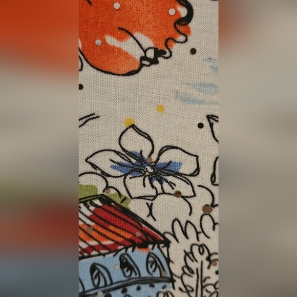 Cathy Daniels - Vibrant Tropical Collared V-Neck Top Mini Mirrored Round Dots - Picture 6 of 8